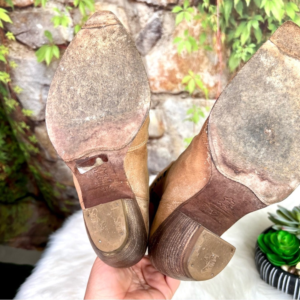 MADE IN ITALY Distressed Western Suede Embellished Boots, 37 - Picture 9 of 15